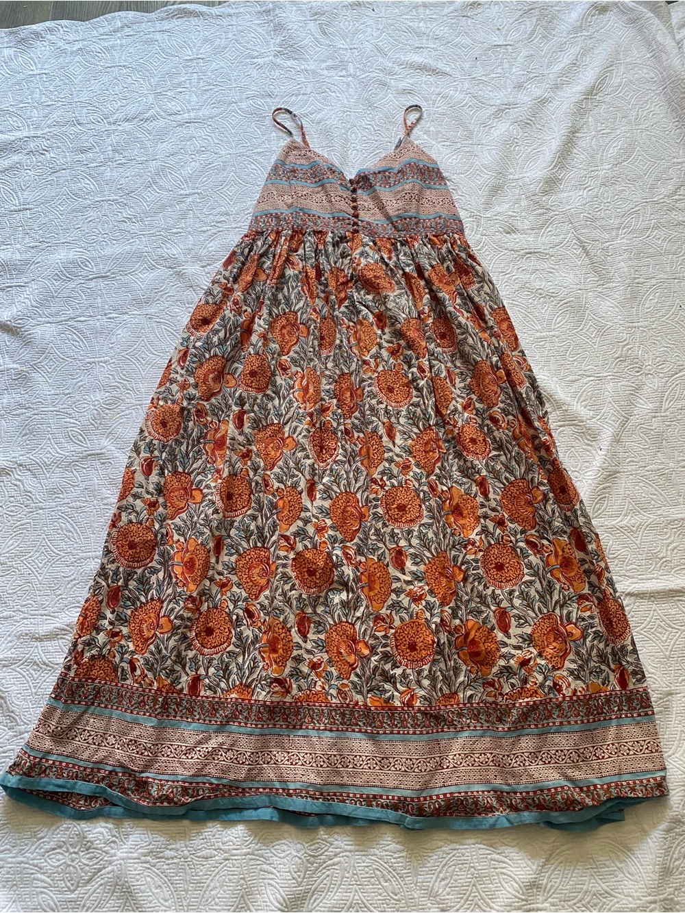 Orange Floral Spaghetti-Strap Casual Maxi Dress